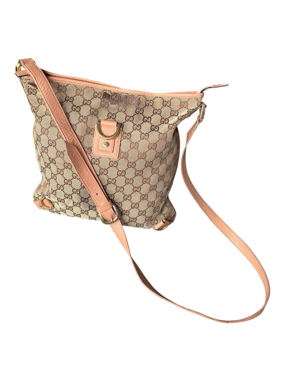 Gucci Beige Monogram Crossbody with Tan Leather Trim